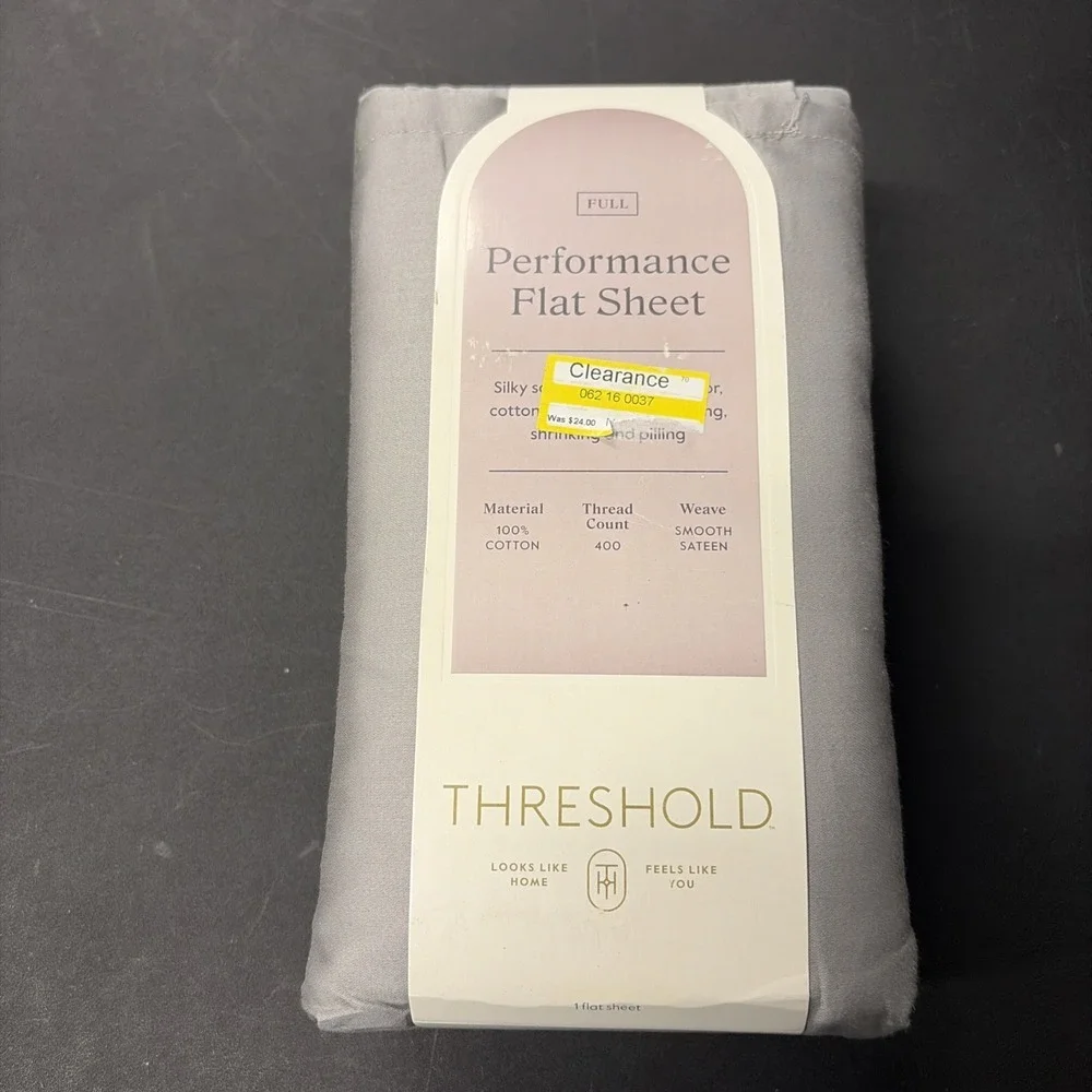 Full 400 Thread Count Performance Flat Sheet Gray - Threshold: Cotton 20523